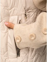 Kurtka damska pikowana z odpinanym kapturem beżowa model 22347617 - FashionStreet Kurtka damska pikowana z odpinanym kapturem beżowa model 22347617 - FashionStreet