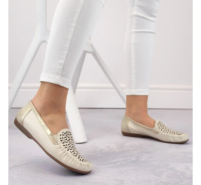 Kožené pohodlné polobotky Rieker W RKR658 beige