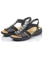 Černé kožené sandály W model 22050404 Rieker - Inny Černé kožené sandály W model 22050404 Rieker - Inny