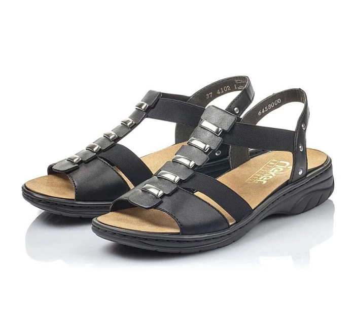 Černé kožené sandály W model 22050404 Rieker - Inny Černé kožené sandály W model 22050404 Rieker - Inny