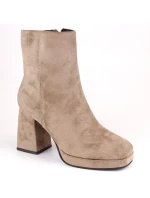 Dámské semišové kozačky na podpatku W JEZ411B béžové - Jezzi Dámské semišové kozačky na podpatku W JEZ411B béžové - Jezzi