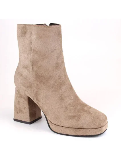 Dámské semišové kozačky na podpatku W JEZ411B béžové - Jezzi Dámské semišové kozačky na podpatku W JEZ411B béžové - Jezzi