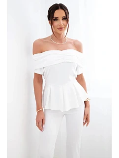 Dámský bavlněný komplet s krátkým rukávem a šortkami žlutý