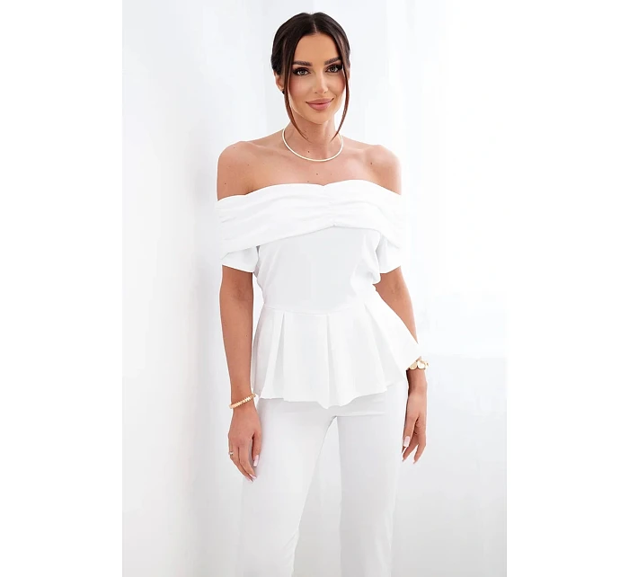 Dámský bavlněný komplet s krátkým rukávem a šortkami žlutý