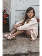 Dětské sandálky zdobené květy s suchým zipem růžové Fagossa