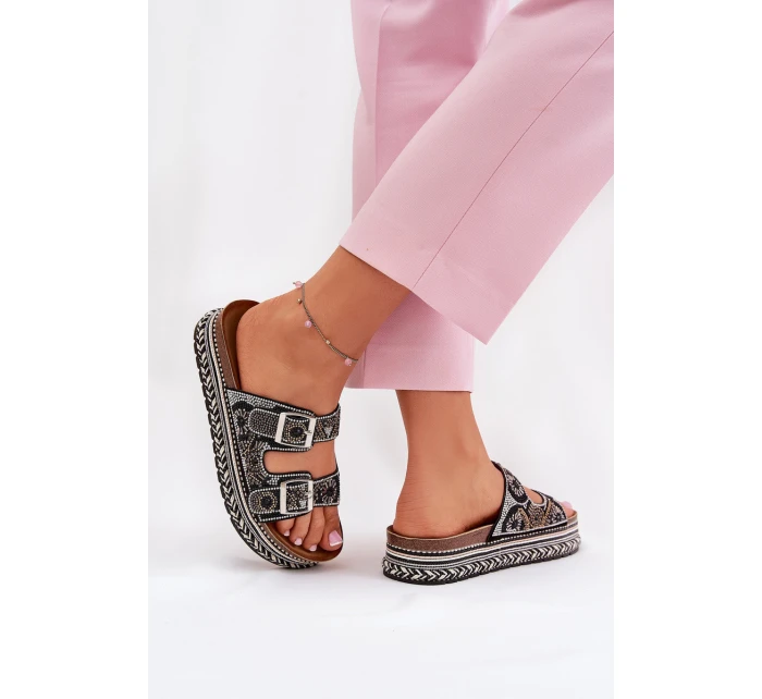 Sandály se zdobením a na platformě černé model 21688319 - Boto