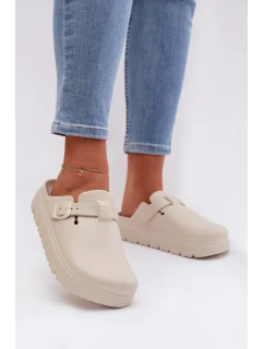 Dámské pěnové pantofle s páskem a sponou béžové Larinie