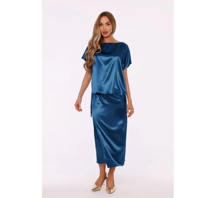 Saténové šaty v stylu  modré model 21479284 - Moe