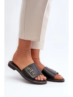 Zazoo Elegantní dámské kožené pantofle , černé Zazoo Elegantní dámské kožené pantofle , černé