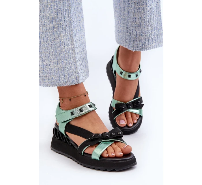 Dámské sandály s mašlí D&A zelená Dámské sandály s mašlí D&A zelená