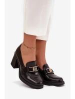 Dámské polobotky na sloupku se zlatým detailem Privelle – čokoládové