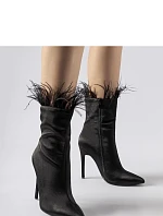 Dámské kotníkové boty na podpatku 9582 Černá - Super mode