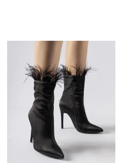 Dámské kotníkové boty na podpatku 9582 Černá - Super mode