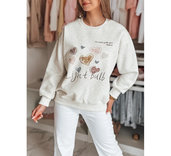 Dámská oversize mikina se srdíčky PINKNOTE šedá FashionStreet BY1501