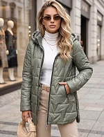 Dámská prošívaná bunda s odnímatelnou kapucí, zelená, FashionStreet TY5794