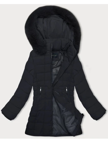 Tmavě modrá prošívaná dámská zimní bunda model 21247029 - J.STYLE Tmavě modrá prošívaná dámská zimní bunda model 21247029 - J.STYLE