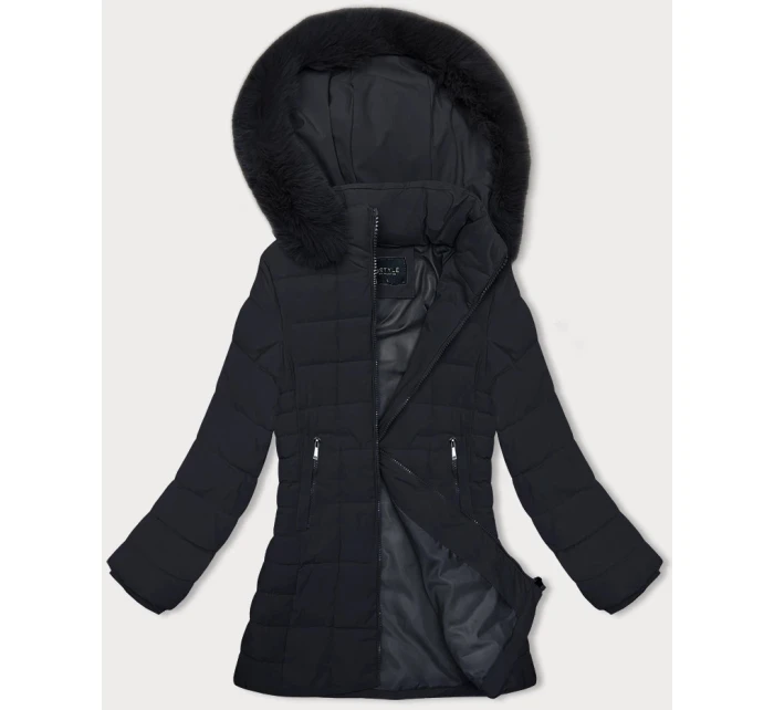 Tmavě modrá prošívaná dámská zimní bunda model 21247029 - J.STYLE Tmavě modrá prošívaná dámská zimní bunda model 21247029 - J.STYLE