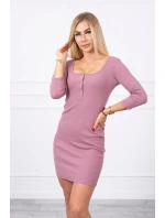 Šaty s knoflíkovým výstřihem tmavě růžové Šaty s knoflíkovým výstřihem tmavě růžové