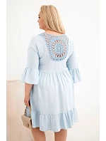 Dámské šaty Plus Size z viskózy s ažurovým zdobením modrá Dámské šaty Plus Size z viskózy s ažurovým zdobením modrá