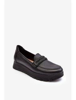 Kožené polobotky s se zdobením černé Lemar model 21635991 - Boto