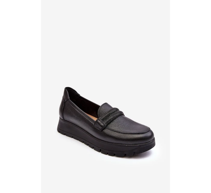 Kožené polobotky s se zdobením černé Lemar model 21635991 - Boto