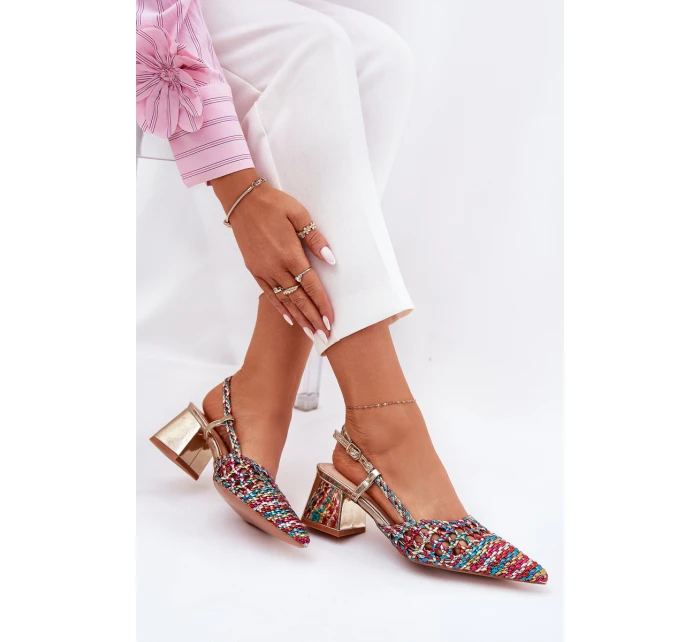 Sandály Na Podpatku S Pletením A Multikolor model 21689747 - Boto Sandály Na Podpatku S Pletením A Multikolor model 21689747 - Boto