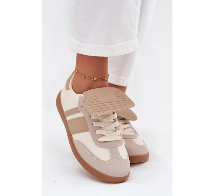 Nízké dámské tenisky s ohrnutým jazykem béžové Ardira Nízké dámské tenisky s ohrnutým jazykem béžové Ardira