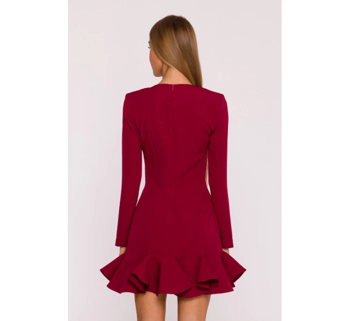 M880 Šaty s volánkovým lemem - bordó M880 Šaty s volánkovým lemem - bordó