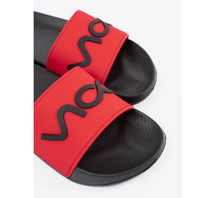 Pohodlné Czarno-czerwony dámské  nazouváky na plochém podpatku