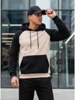 Pánská základní mikina s kapucí béžová FashionStreet BX5890 Pánská základní mikina s kapucí béžová FashionStreet BX5890
