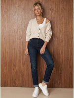 Jeansy damskie mom fit z wysokim stanem granatowe FashionStreet UY3249 Jeansy damskie mom fit z wysokim stanem granatowe FashionStreet UY3249