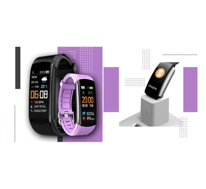 GIEWONT Smartwatch Black Light Purple 2 Stripes GW200-8 GIEWONT Smartwatch Black Light Purple 2 Stripes GW200-8