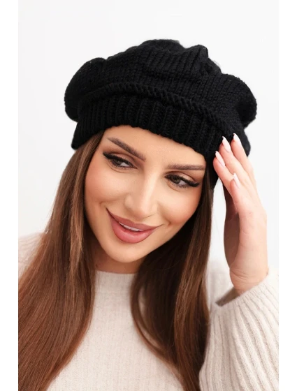 Dámská zimní čepice vlněná s ozdobnými krystalky K459 černá Dámská zimní čepice vlněná s ozdobnými krystalky K459 černá
