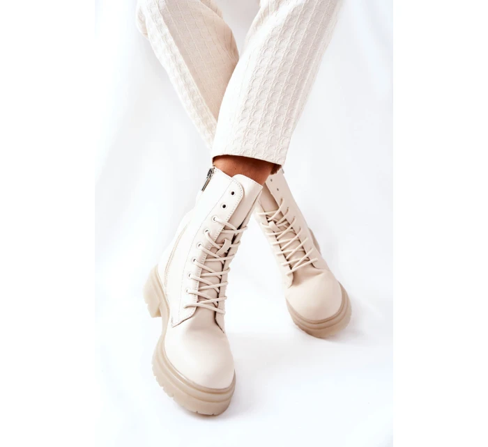 Kotníkové Ploché Workery Boty Béžové Rozelle Kotníkové Ploché Workery Boty Béžové Rozelle