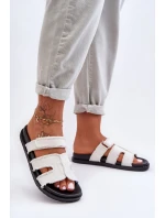 Dámské látkové sandály s lemovkou bílou model 21628614 - Boto Dámské látkové sandály s lemovkou bílou model 21628614 - Boto