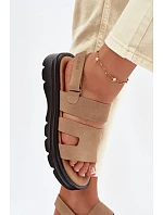 Dámské sandály semišové Big Star TT274482 Béžové