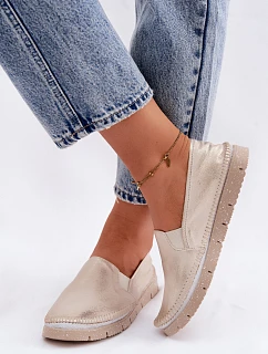 Dámské polobotky nazouvací kožené zlaté model 22122600 - Maciejka