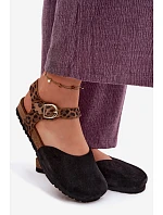 Kožené semišové dámské sandály s uzavřenými prsty Maciejka H7365-01 Černé