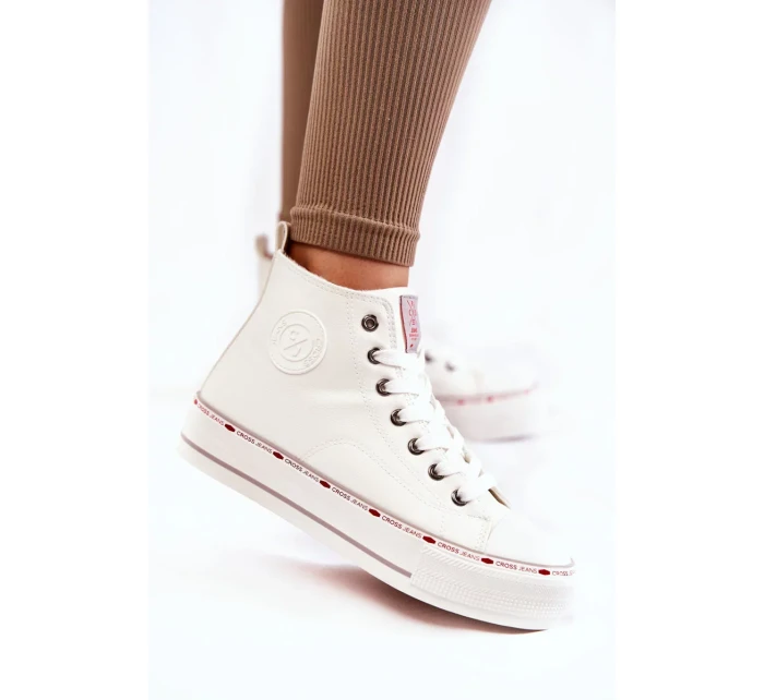 Dámské vysoké Zateplené tenisky Cross Jeans KK2R4044C Bílé Dámské vysoké Zateplené tenisky Cross Jeans KK2R4044C Bílé