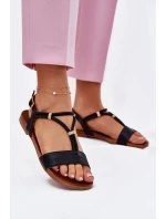 Dámské ploché sandály s pásky S.Barski – černé