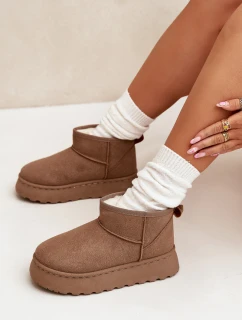 Dámské sněhule na platformě s kožíškem Vesirae – khaki