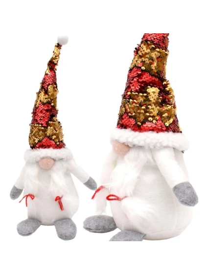 DEKORATIVNÍ TRPASLÍK S KOUZELNÝMI FLITRY 35CM BÍLÝ