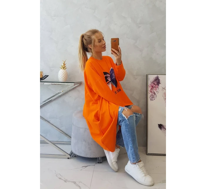 Oversize halenka s potiskem oranžová