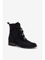 Semišové dámské kotníkové boty Zazoo 3085 černé s ozdobnými květinami Semišové dámské kotníkové boty Zazoo 3085 černé s ozdobnými květinami