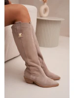 Kožené Semišové Kozačky   Cappuccino model 21718488 - Zazoo