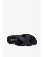 Pánské kožené pantofle s přezkou Big Star – černé