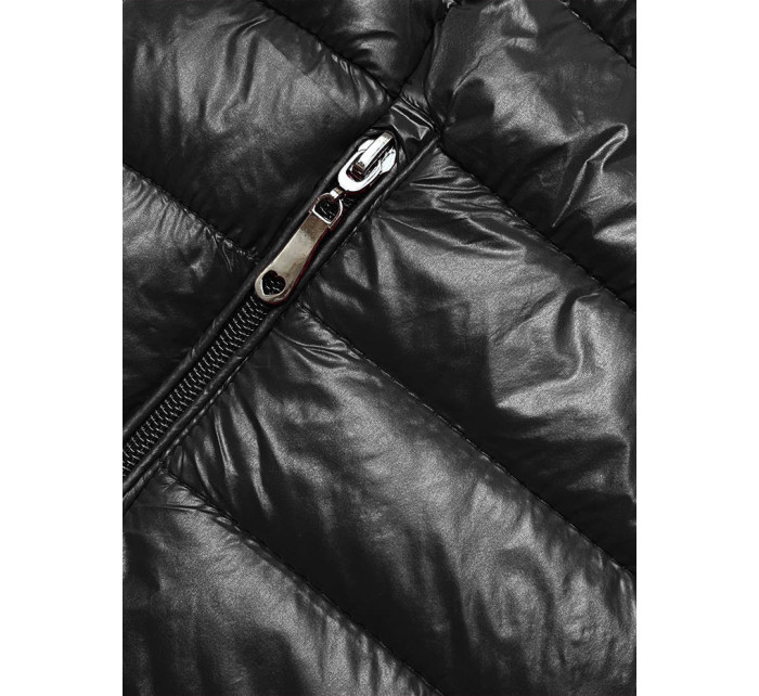 Černá prošívaná dámská bunda se stojáčkem (16M9108-392)