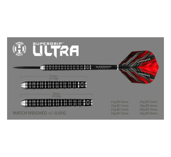 Šipky Supergrip Ultra 90% Steeltip model 19914308 - Harrows