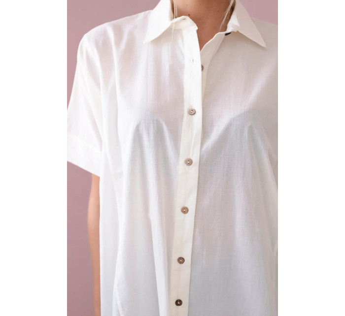 Bavlněná košile s krátkým rukávem ecru