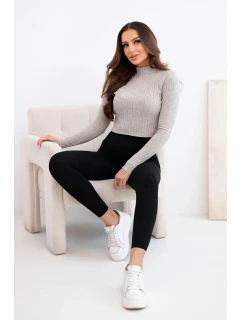 Dámské legíny s vysokým pasem a elastickým pasem černé